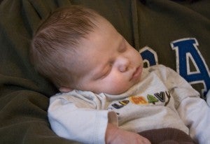Baby Wyatt Edward Hendrickson sleeps Monday at his home in New Richland. -- Sarah Stultz/Albert Lea Tribune