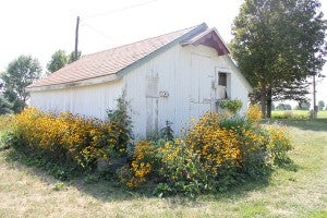 This restored shed can be found at the Farming of Yesteryear site near Kiester.