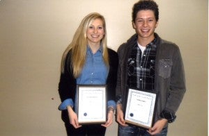 The Exchange Club of Albert Lea selected its students of the month for January. Pictured are Gretchen Johnson and Corbin Schultz. -- Submitted