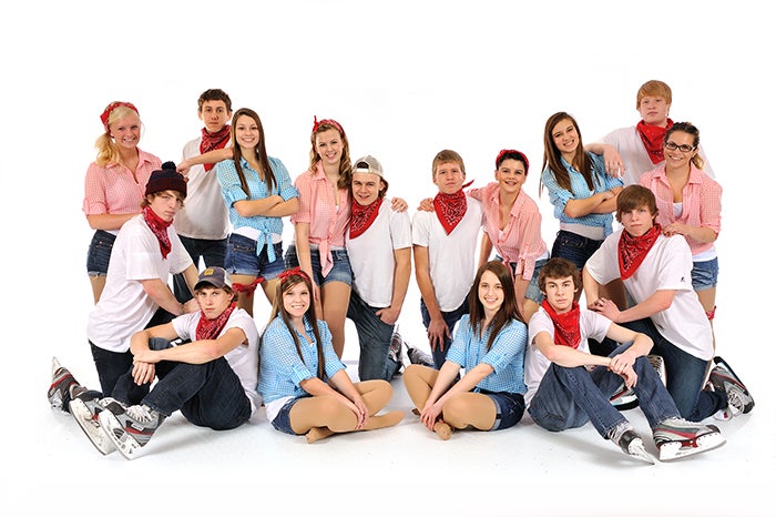 The boy-girl number is a popular feature at the annual skate show. This year, they’ll perform to the song “She Thinks My Tractor’s Sexy.” From left are: Back row – Shelby Schroeder, Matthew Carlson, Emma Tewes, Courtney Field, Levi Hanson, Collin Jahnke, Marissa Mortenson, Holly Wichmann, Garrett Matz and Alexa Calaguas. Front row – Lewis Kelly, Eli Malimanek, Cammy Tewes, Erin Murtaugh, Alex Hagen and Ben Kelly. --Photo courtesy of Robin Arnold