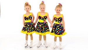 Tiny Tots: The youngest members of the Albert Lea Figure Skating Club will perform to “Yellow Submarine.” From left are Sydney Kolker, Kate Peterson and Keira Peterson.