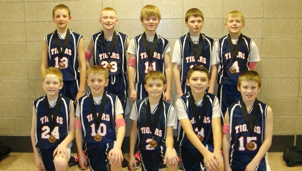 The Albert Lea fifth-grade boys’ basketball team earned third place at a tournament in Fairmont on May 2. Front row from the left are Logan Howe, Caden Gardner, Trenton Lehner, Braden Kraft and Malachi Loyd. Back row from the left are Connor Veldman, Koby Hendrickson, Chase Hill, Jake Weseman and Caden Reichl. — Submitted