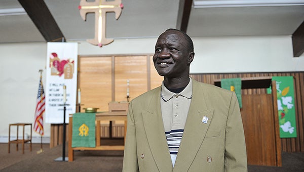 The Rev. Simon Dup of the Sudanese Evangelical Lutheran Mission Church of Southern Minnesota headed to South Sudan this month to help build a school. He raised $9,700 in 2010 to help build the school, but fighting in the Sudan prevented him from getting to the village where the school will be built. --Eric Johnson/Albert Lea Tribune