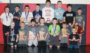 Submitted — The Albert Lea youth wrestlers found success at two wrestling tournaments in Rochester: The Minnesota USA Folkstyle State Tournament and the Northland Youth Wrestling Association State Tournament. Front row from the left are Mike Olson, Brody Ignaszewski, Nic Cantu, Cole Glazier, Kail Wynia, Nick Korman and Logan Davis. Back row from the left are Ryleigh Bure, Griffin Studier, Garrett Aldrich, Zach Glazier, Blake Simon, Brady Nielson, Brody Nielson and Caleb Talamantes. Not pictured are Dedoch Chan, Derek Samudio and Alex Bledsoe.