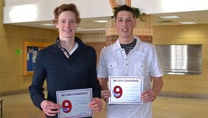 A duo from the Albert Lea backcourt earned All-Conference recognition. Dylan See-Rockers, left, was selected to the first team, and Tyler Vandenheuvel made the second team. The Tigers were coached by Lucas Kreuscher who was assisted by Shane Barry, Stan Thompson and Zach Herman. — Submitted