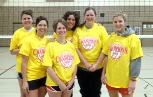Champion of the Albert Lea Parks and Recreation adult volleyball women’s A league was MCHS 2. From the left are Amdnda Korman, Christy Ignaszewski, Stacy Simon, Marnie Thompson, Marie Juveland and Kelli Schlaak. — Submitted
