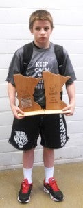 Garrett Aldrich of Albert Lea holds was named the Northland Youth Wrestling Association’s Outstanding Wrestler of the Year after going undefeated at the state tournament. — Submitted