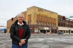 Dyrdal stands at the corner of College Street and Broadway in front of the Broadway Theater. He said lines for blockbuster movies would reach down College Street toward what is now the Aragon Bar, which in the 1940s was an auto repair garage.