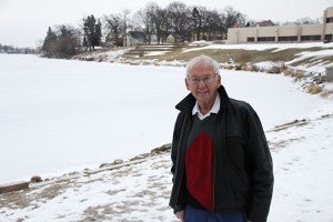 Dyrdal stands in front of Fuller’s Bay, a place often reached by going to the end of Mariner Lane off of Park Avenue.