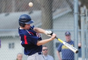 Zach Bordewick, an Albert Lea senior, swings at a pitch against Austin. Aside from playing catcher, Bordewick batted .250 and earned an RBI. — Micah Bader/Albert Lea Tribune  