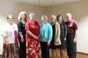 The Naeve School of Nursing class of 1973 was honored at the Naeve Alumni & Nurses Club annual luncheon on April 27 at America’s Best Value Inn in Albert Lea. Shown from left are Judith (Christianson) Trautman, Nancy (Hrdlicka) Miller, Janet (Knott) Jacobs, Christine (Olson) Klemmensen, Julie Rugland, Karen (Schaper) Oppegard and Marv Shisler. Not pictured are Susan Cruz, Larry Frye, Sharon (Kudej) Buhr, Alice Lavallie, Vickie (Mausling) Bintz, Cynthia (Rode) Nyseth, Bonita (Schallock) Carr, Julie (Steffensen) Foster, Wanda Strand and Terry (Swenson) Mead.