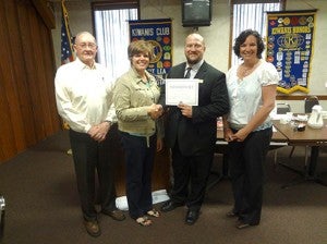 Aaron Larson, manager at America’s Best Value Inn, was recently inducted into the Albert Lea Noon Kiwanis Club. Pictured from left are Leo Osbeck, his sponsor, Rhonda Allison, club president, Larson and Angie Eggum, immediate past president.