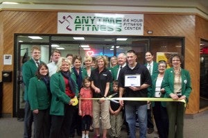Albert Lea-Freeborn County Chamber of Commerce ambassadors welcome a new owner at Anytime Fitness. --Submitted