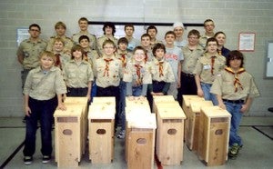 Halverson Elementary School Boy Scout troop No. 7 built 50 wood duck houses for its second year. The lumber for the project was donated by Freeborn Lumber. The houses will be put up around Freeborn County. --Submitted