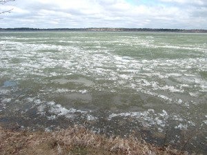 The ice was still on part of Fish Hook Lake late on the morning of May 11. — Dick Herfindahl/Albert Lea Tribune    