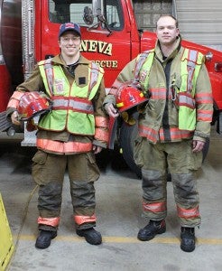 Geneva Fire Department Captains Alex Beenken and Jon Bartsch. --Kelli Lageson/Albert Lea Tribune