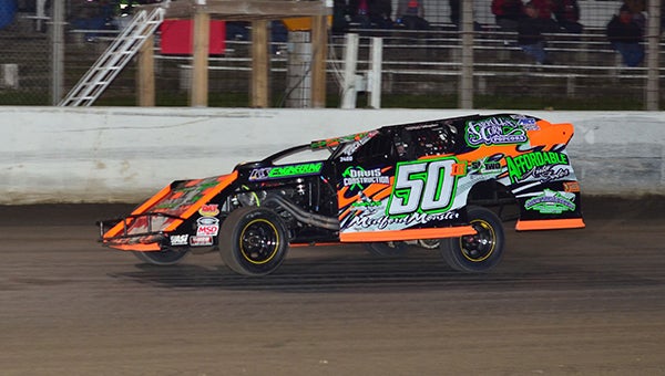 Brandon Davis won his second USMTS feature of the year June 6 at Chateau Raceway in Lansing. Davis led every lap of the 40-lap event. — Buck Monson/Albert Lea Tribune