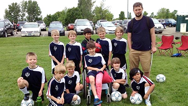 The Albert Lea boys’ U9 soccer team participated in the Minnesota Youth Soccer Association Jamboree June 8 in Hastings. Back row from the left are Easton Hillman, Gavin Hanke, Jared Turrubiartes, Kadin Indrelie and coach Ryan Riley. Front row from the left are Kenny Hillman, Brecken Riley, Elijah Farris, Anthony Thorson, John Amarosa and Jaxson Rosas. — Submitted