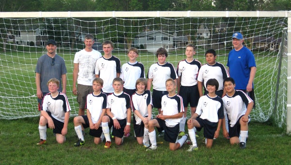 The Albert Lea boys’ U12 soccer team took third place in the Minnesota Youth Soccer Submitted Association’s Southwestern League. It also competed in Northfield’s Jesse James Shootout and went undefeated in the tournament. Albert Lea finished with an 8-3-1 overall record. Front row from the left are Jayden Emerson, Max Pleimling, Drew Sorenson, Nathan Reichl, Culley Larson, Alex Dulitz and Eric Gutierrez. Back row from the left are coach Mike Larson, coach Kevin Dulitz, Parker Andersen, Cole Wentzel, Dane Duenes, Tim Kreun, Frankie Garcia-Pimentel and coach Tom Sorenson. — Submitted