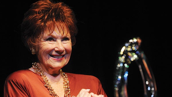Marion Ross smiles with delight during the dedication of the Marion Ross Performing Arts Center in June 2008. Ross will visit Albert Lea this week, and there are plenty of opportunities for the public to meet her. --File photo
