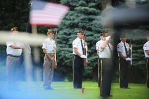 Members of Albert Lea American Legion Post 56 honored fallen soldier Corey Goodnature Saturday during the opening ceremonies at Green Lea Golf Course. — Micah Bader/Albert Lea Tribune  