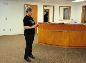 Pat Mulso stands in what will be the museum's new library. -- Brandi Hagen/Albert Lea Tribune