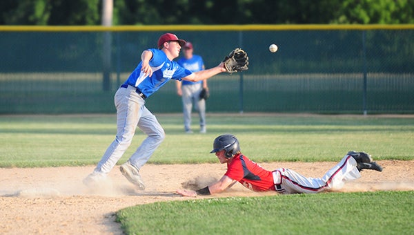 E.J. Thomas dives safely to second base during Albert Lea/Austin’s 7-6 Game 1 win over Fairmont. Marcus Stoulil was the winning pitcher in the opener. Fairmont won the nightcap 8-3. Albert Lea/Austin has an 8-11 overall record with a 4-7 conference mark. — Micah Bader/Albert Lea Tribune