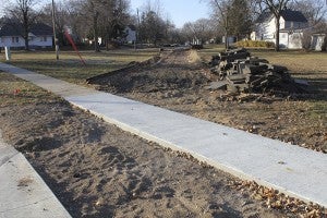 A new sidewalk was laid over a portion of the former line on Fountain Street.  