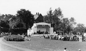 The bandshell at Fountain Lake Park held many concerts. Here Albert Leans attend one in 1936.