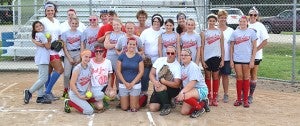 The Albert Lea U12 traveling softball team held its mother-daughter game Thursday at Snyder Fields. The daughters won 6-5. Front row from left are Jayna and Saundra Finseth, Samantha Register and Taysha Sternhagen, Jody Olson and Khira Hacker. Back row from left are Carley and Melinda Talamantes, Emma Mugan and Misty Himle, Cassie and Kari Oman, Nicole Roell and Kaysie Benner, Laura Sternhagen (Taysha Sternhagen’s grandmother), Brianna and Mariah Williams, Tara and Emma Renchin, Megan and Tami Johnson, Ryllie Tollefson and Jamie Sorenson. — Submitted