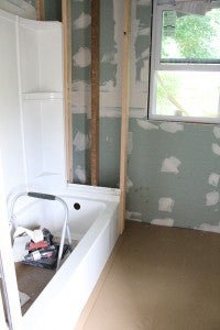 A bathroom remodel is one of the biggest projects at a home on James Avenue in Albert Lea. The project included installing insulation, new flooring and new bathroom fixtures. Volunteers are working on a few projects at four homes in Albert Lea as part of Rocking the Block.