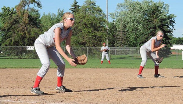 Hannah Ruble of the Albert Lea U14 softball team covers third base against Austin this summer. The Albert Lea U14 softball team finished the season with an 8-12-3 record. — Submitted