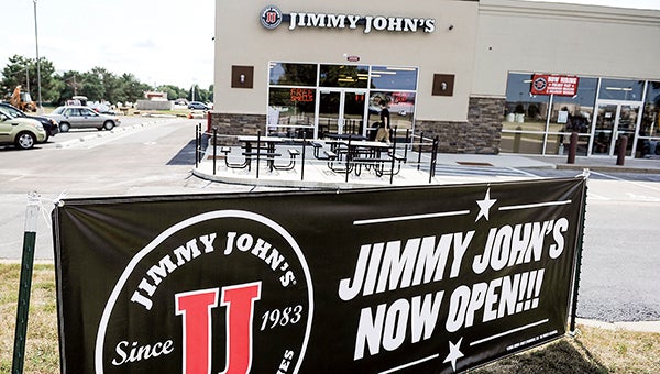 A banner announces that Jimmy John’s is now open for business along 18th Avenue NW. The popular sub shop opened Wednesday over the noon hour.  --Eric Johnson/Albert Lea Tribune