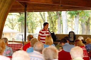 The Freeborn County GOP had its annual picnic on Aug. 19 at Edgewater Park in Albert Lea. More than 100 area Republicans attended the event. Jerrold Dettle, the Freeborn County GOP chairman, guided the night’s activities as candidates for election and other speakers were given the stage. Speakers included Andrew Hasek, chairman of college Republicans, Rep. Mike Benson, District 26B and candidate for United States House, and Rep. Jim Abeler, District 35A and candidate for the United States Senate. The picnic also featured food, entertainment and collective singinig of patriotic tunes such as “God Bless America.” --Submitted