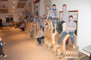 The group of Cadets who built the train that sits at Hollandale Christian School pose for a photo. ---Submitted
