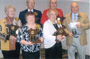 The award winners at the 2013 Retired Educators Association of Minnesota’s state convention. Pictured in back from left are Ramona Swenson, Educator Award, Curt Hutchens, Past President Award, Ed Mikulich, Educator Award, and Ben Baratto, John Moriarity Government Involvement Award. In front from left are Carol Lozon, Educator Award, and Joyce Wittenhagen, Educator Award. --Submitted
