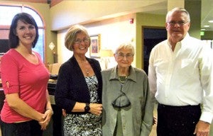 Chuck Stephens performed a gospel hour concert at Good Samaritan Society’s Hidden Creek Estates on Sept. 20. Pictured from left are Kate Richards, community recreation director and volunteer coordinator, Sharon Astrup Scott, pianist and voice coach, Marion Bergeson and Stephens. --Submitted
