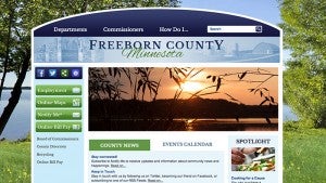 The front page of the Freeborn County website features links for common tasks like paying taxes.