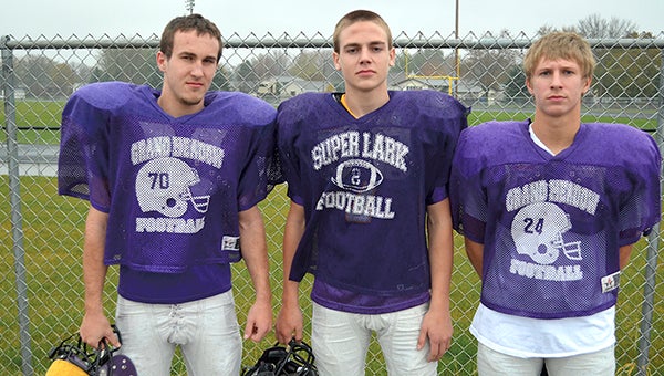 From left are Grand Meadow’s Jordan Miland, Michael Stejskal and Blake Olson. The trio made big strides for the Superlarks this season. Grand Meadow will play in its sixth state tournament in school history. — Rocky Hulne/Albert Lea Tribune