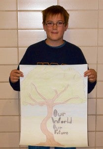 Nathan Bauers at Hollandale Christian School is selected as the winner of a local poster contest. The Albert Lea LakeView Lions Club wishes him well as his entry is forwarded to the district level of the Lions Club International Peace Poster Contest.