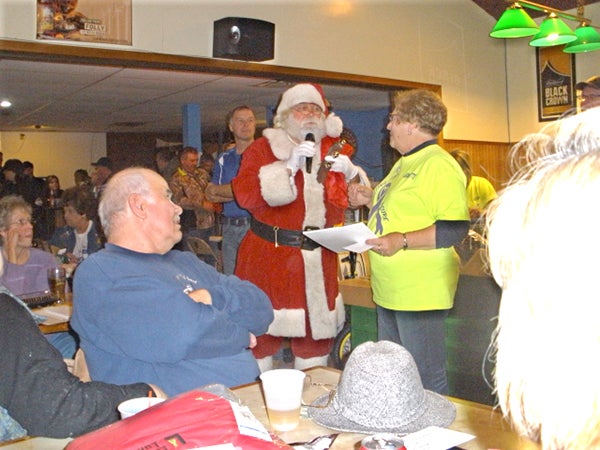 Santa Claus was at the Freeborn Area Cancer Auction at TB3’s in Freeborn recently. Attendees were able to bid on Santa’s time. Santa made an appearance at the winning bidder’s home. -- Submitted