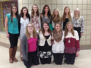The Albert Lea varsity volleyball team poses for a photo during the team banquet Nov. 18. Front row from left are  manager Emma Palmer, Haley Schroader, Kelly Kaasa and Camryn Keyeski. Back row from left are Julia Deyak, Hope Landsman, Kassi Hardies, Annie Ladwig, Ashley Holl, Sydney Rehnelt and Bryn Woodside. Taylor Willis is not pictured. — Submitted