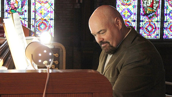 Tim O’Shields plays the organ at First Lutheran Church. O’Shields took over as minister of music for the church in October after working as a chemist in Colorado for 20 years.  -- Tiffany Krupke/Albert Lea Tribune