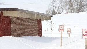 The area, presently covered in snow, on the northwest side on the City Arena is being considered as a designated smoking area. 