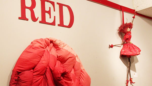 Red was used as the main color in the art exhibit “50 Shades of Red” at the Albert Lea Art Center. -- Tiffany Krupke/Albert Lea Tribune
