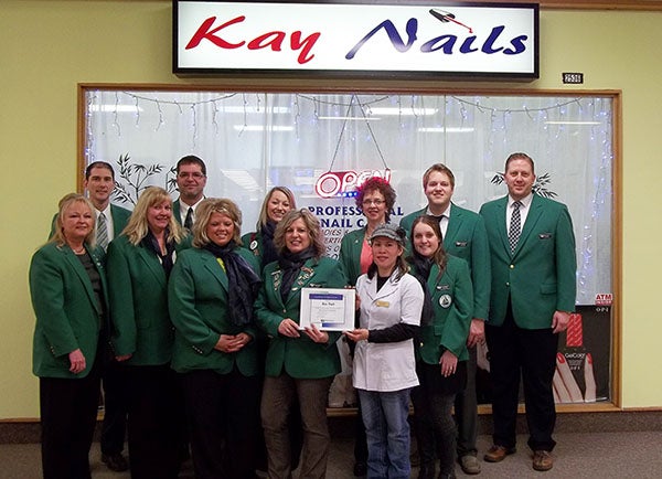 Albert Lea-Freeborn County Chamber of Commerce Ambassadors welcome Kay Nails to the chamber. -- Submitted