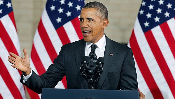 U.S. President Barack Obama speaks at Union Depot in St. Paul on Wednesday. -- MCT