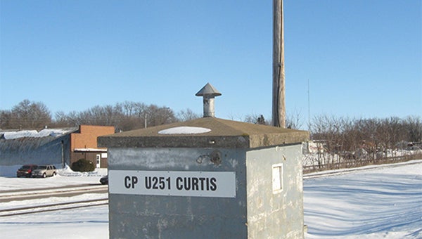 Curtis appears on a sign on a Union Pacific Railroad building in Albert Lea. --Ed Shannon/Albert Lea Tribune