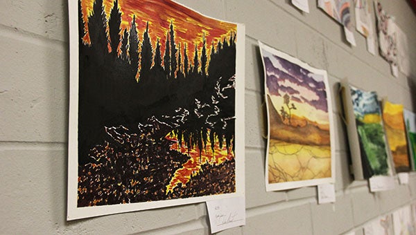 Student artwork hangs on the walls of the Albert Lea Art Center on Friday for the annual student art show. -- Sarah Stultz/Albert Lea Tribune