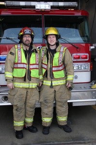 Lee DeVries, father, at left, and son Jordan DeVries both work as firefighters for the Albert Lea Fire Department. – Sarah Stultz/Albert Lea Tribune